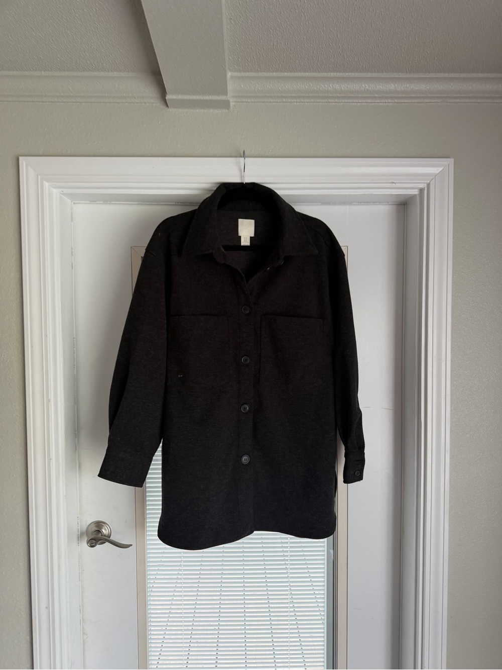 H&M Black Casual Button-Down Shirt Jacket